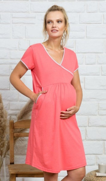 Tehotenská nočná košeľa šaty Najlepšia mama lososová