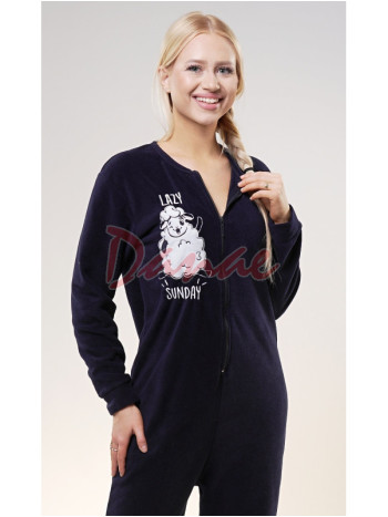 Polarový dámsky overal na zips domáce oblečenie s ovečkou