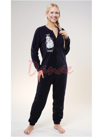 Polarový dámsky overal na zips domáce oblečenie s ovečkou