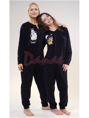 Polarový dámsky overal na zips domáce oblečenie s ovečkou