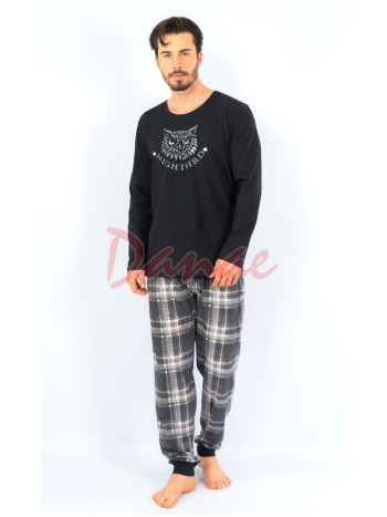 Pánske pyžamo dlhé kárované nohavice s patentom Nightbird