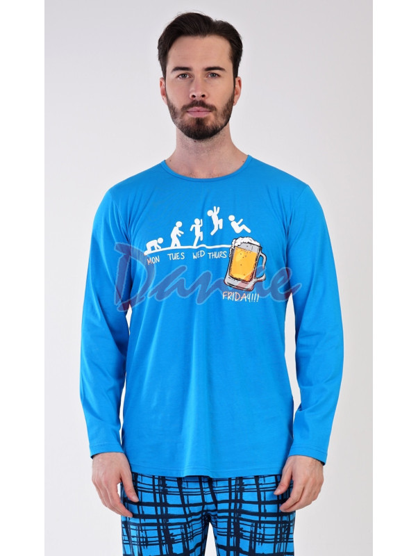 Pánske bavlnené pyžamo dlhé s pivom - Friday
