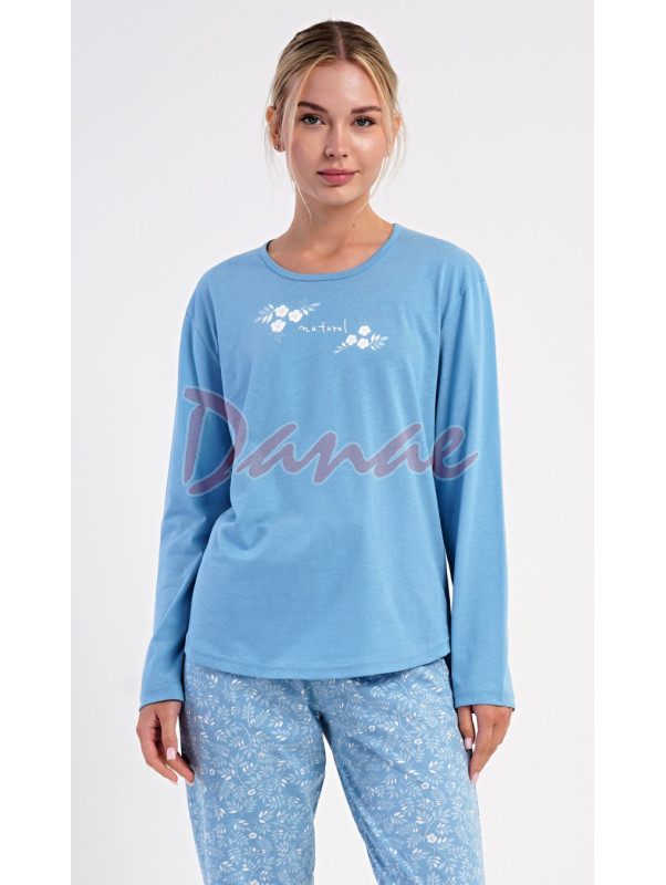 Dámske pyžamo dlhé s kvetmi Natural