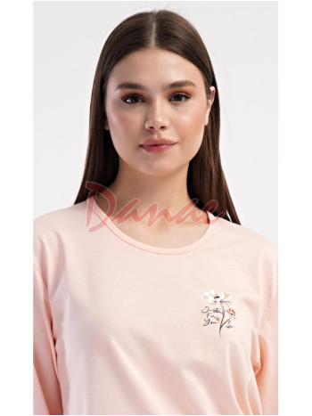 Dámske pyžamo dlhé Kvety lososová - až do 4XL