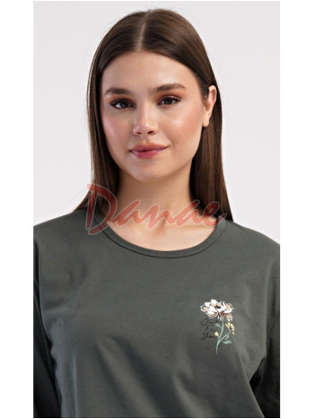 Dámske pyžamo dlhé Kvety zelená - až do 4XL