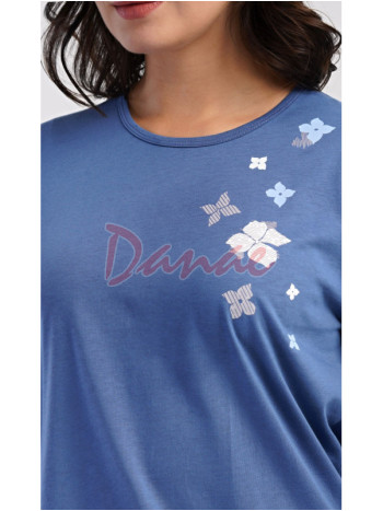 Dámske pyžamo dlhé Kvety modrá - až do 4XL