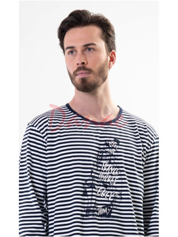 Pánska nočná košeľa v námorníckom štýle Wind waves