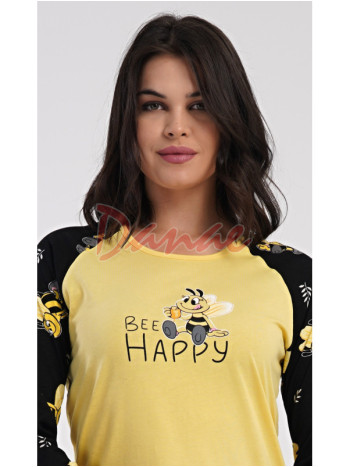 Dámske pyžamo dlhé Bee Happy s včielkou