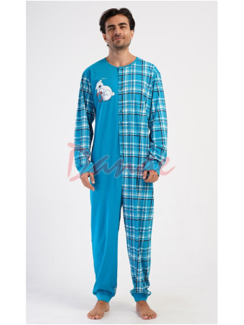 Pánsky overal so spiacim bielym medveďom tyrkysová