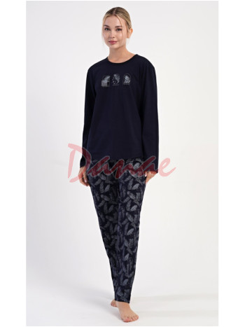 Dámske bavlnené pyžamo dlhé Botanický raj modrá
