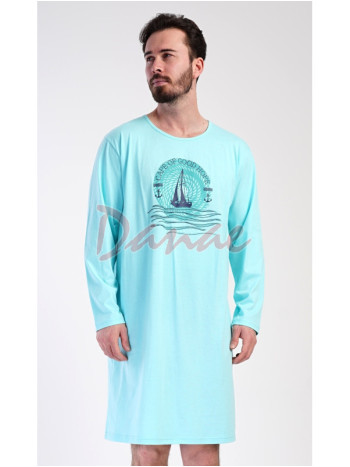 Pánska nočná košeľa dlhý rukáv - Mys dobrej nádeje modrá