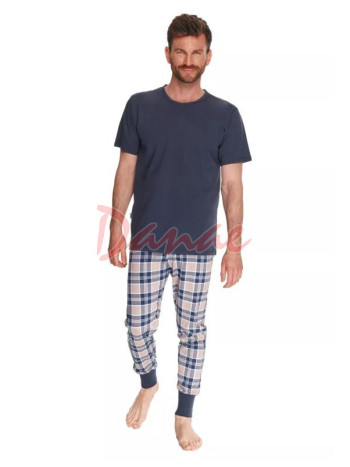 Pánske pyžamo Fedor kárované nohavice s patentom