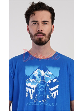 Pánska nočná košeľa krátky rukáv Mountain