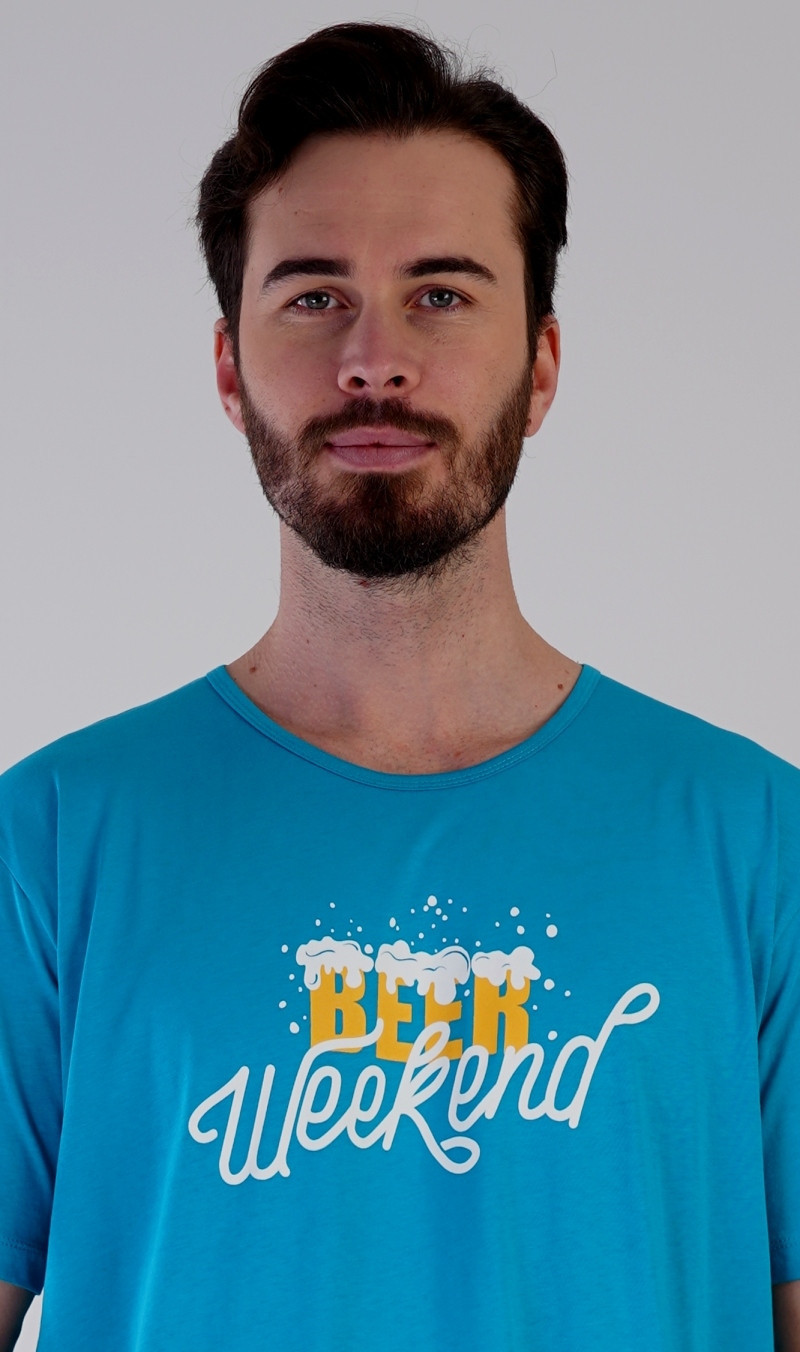 Pánska nočná košeľa krátky rukáv Beer Weekend