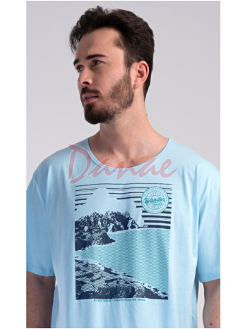 Pánska nočná košeľa krátky rukáv Wander modrá