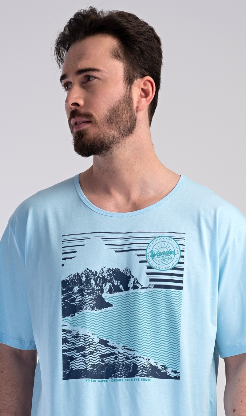 Pánska nočná košeľa krátky rukáv Wander modrá