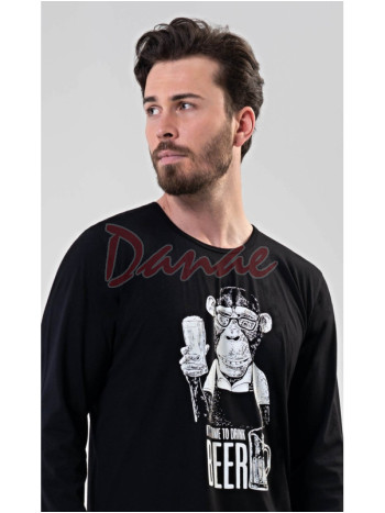 Pánske pyžamo s opicou dlhé Time to drink