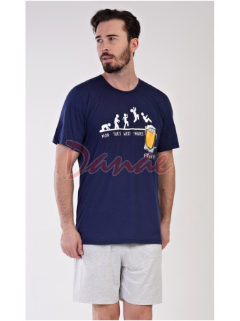 Pánske pyžamo krátke s pivom šortky Friday modrá