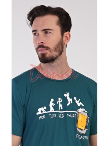 Pánske pyžamo krátke s pivom šortky Friday zelená