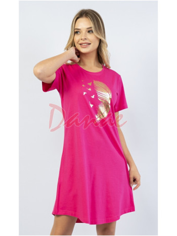 Dámska nočná košeľa krátky rukáv Pierko ružová