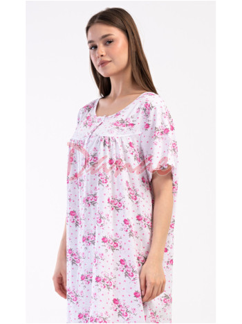 Dámska nočná košeľa s kvetmi krátky rukáv Júlia