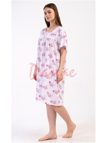Dámska nočná košeľa s kvetmi krátky rukáv Júlia