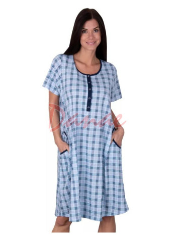Károvaná dámska nočná košeľa Regina modrá