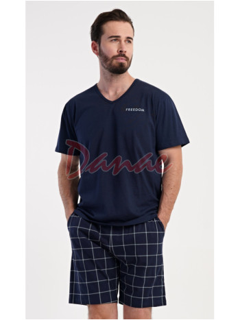 Pánske pyžamo krátke Freedom káro šortky modrá