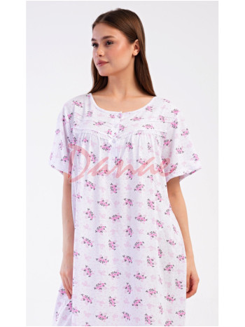 Dámska nočná košeľa s kvetmi krátky rukáv Vanda ružová