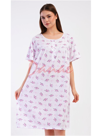Dámska nočná košeľa s kvetmi krátky rukáv Vanda ružová