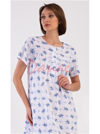 Dámska nočná košeľa s kvetmi krátky rukáv Vanda modrá
