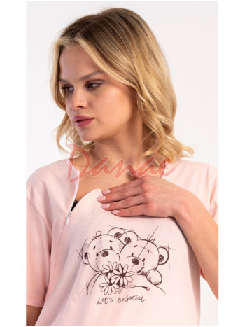 Materská nočná košeľa rozopínanie na zips Medvede