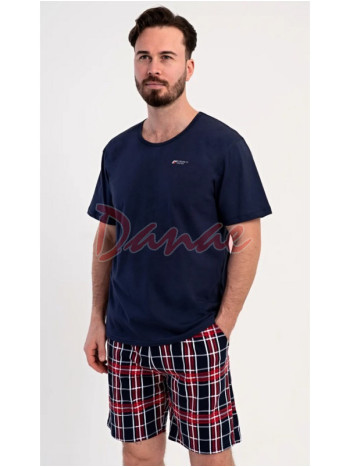 Pánske pyžamo krátke Zdenek káro šortky modrá