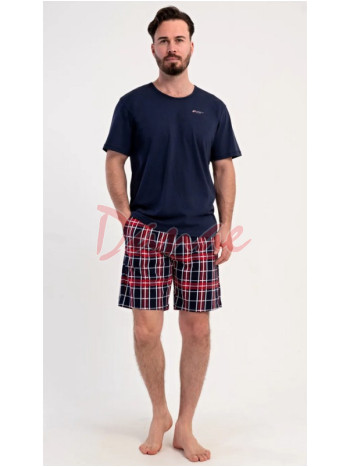 Pánske pyžamo krátke Zdenek káro šortky modrá