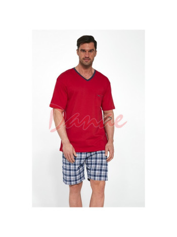 Pánske pyžamo krátke kárované šortky Cornette Tom