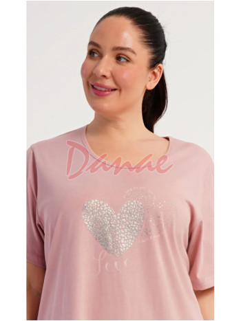Dámska nočná košeľa krátky rukáv Vienetta Love ružová