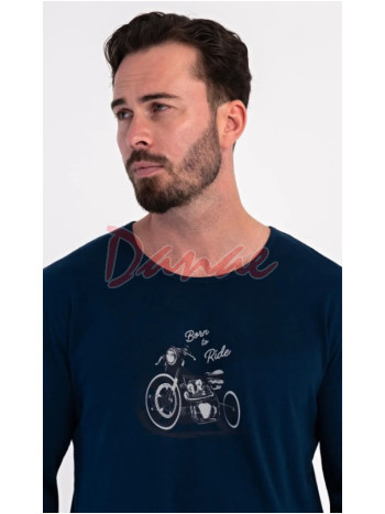 Pánske pyžamo dlhé Vienetta Born To Ride s motorkou